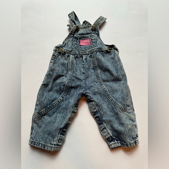 OshKosh B'gosh Other - Vintage Oshkosh B’gosh Vestbak Denim Blue Pink  Overall Jeans 12 Months VTG 90s